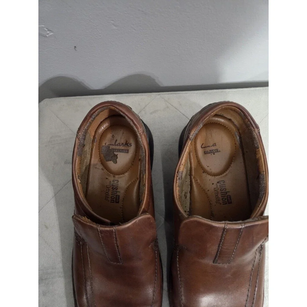 Clarks Escalade Brown Leather Slip On Shoes Loafers Men's Size 11